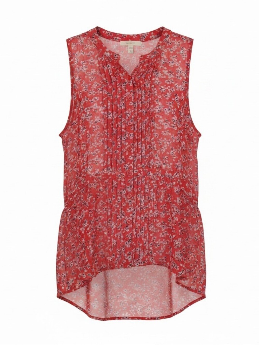 Frenchi Red Floral Pintuck High-Low Camisole Women's Size Large